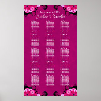 Póster Fuschia Floral 15 Mesa de Casamento