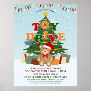 Poster Fusível de drive de urso de Árvore de Natal