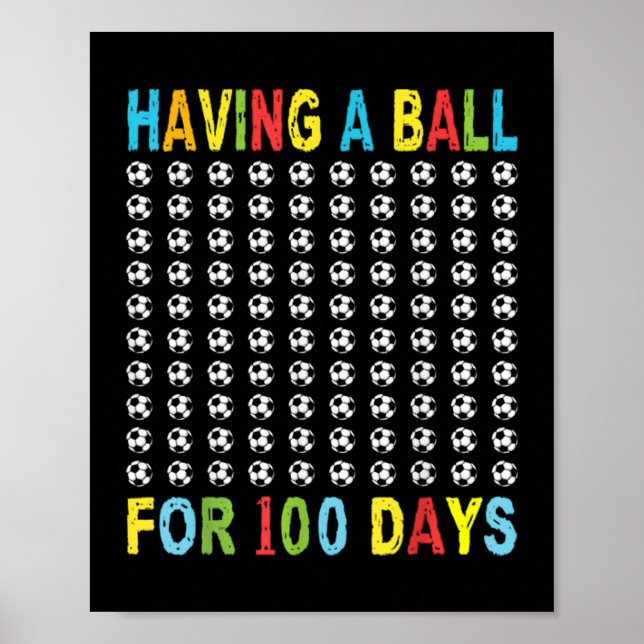 Poster Futebol 100º Dia Da Escola Para Menino Olaitu 100  (Frente)