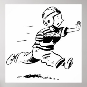 Poster Futebol Americano Vintage de Menino Correndo com a
