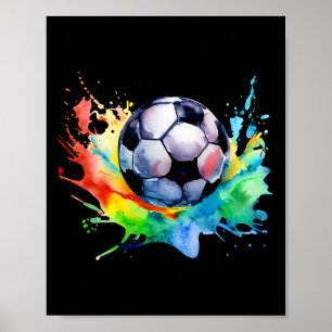 Poster Futebol Aquarela Bola de Futebol Artístico Salpico