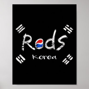 Poster Futebol Coreano Vermelho Com Bandeira Coreana