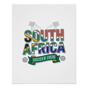 Póster Futebol da África do Sul 2026 Futebol Bold Tipogra