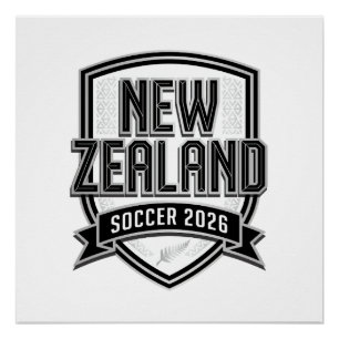 Póster Futebol da Nova Zelândia 2026 Futebol Bold Tipogra