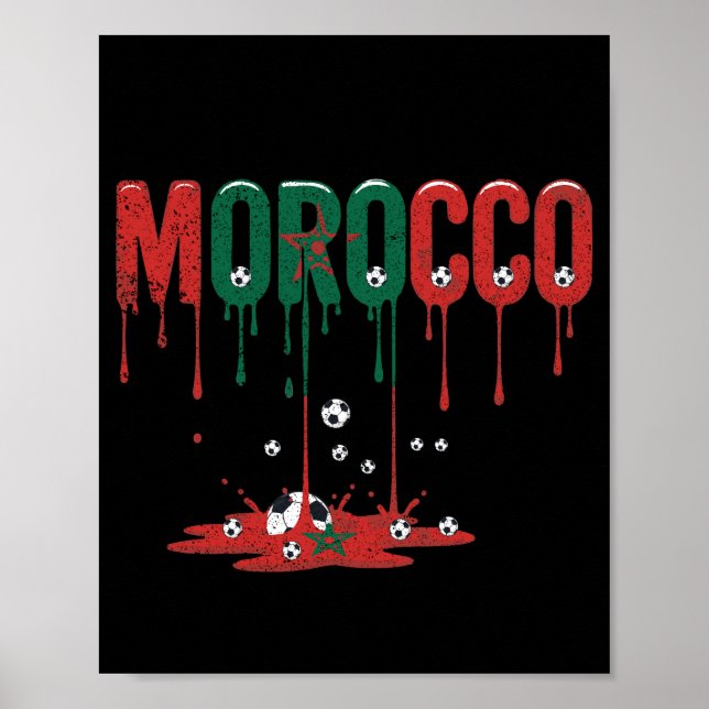 Poster Futebol de Bandeira Pingando Marrocos (Frente)