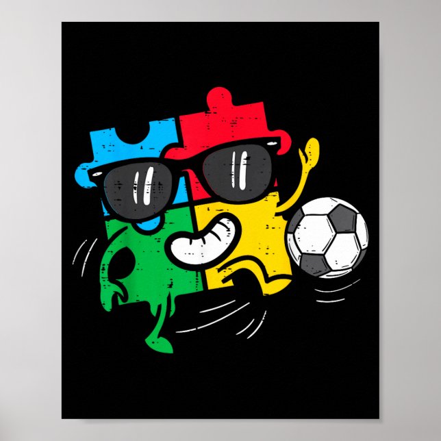 Poster Futebol de Futebol Puzzle Conscientização do Autis (Frente)