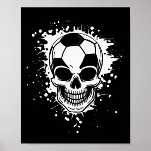 Poster Futebol de Halloween Byll Abóbora Crânio Jogador d