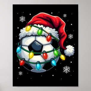 Poster Fútebol de Natal Chapéu do Papai Noel Luzes de Nat