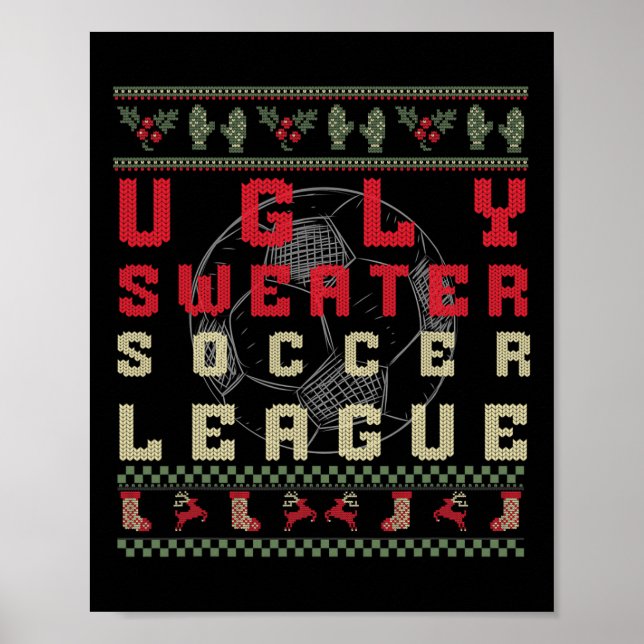 Poster Futebol de Natal Feio – Camisa Divertida de Suéter (Frente)