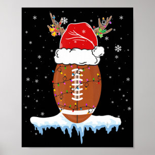 Poster Futebol de Natal Santa Hat Feliz Xmas