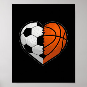 Poster Futebol Desenho Coração Amante de Esportes Dia dos