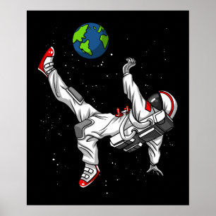 Poster Futebol do futebol do astronauta do espaço cósmi