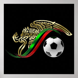 Póster Futebol do futebol do mundo da bandeira mexicana