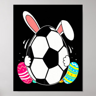 Poster Futebol engraçado com orelhas de coelho dia de Pás