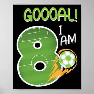 Poster Futebol Eu Sou Menino de 8 Anos de Idade Aniversár