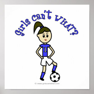 Poster Futebol feminino claro em uniforme azul