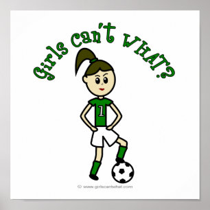 Póster Futebol feminino claro no uniforme verde