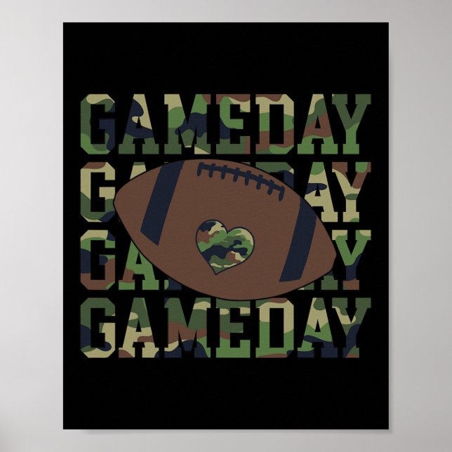 Poster Futebol Gameday Game Day Camo Flag Usa Patriótica (Frente)