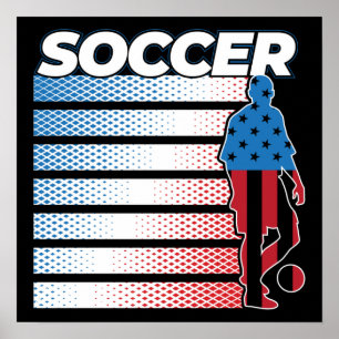 Poster Futebol Masculino Vermelho Branco Azul