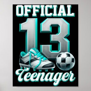 Poster Futebol Menino de 13 Anos de Idade Aniversário Tre