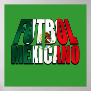 Póster Futebol Mexicano - logotipo da bandeira de México