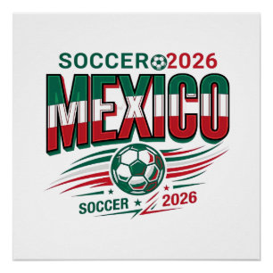 Póster Futebol México 2026 Futebol Negrito Tipografia Paí