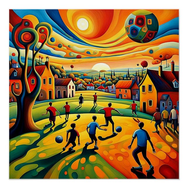 Póster Futebol no verde 3 (Frente)