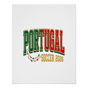 Póster Futebol Portugal 2026 Futebol Negrito País Tipogra