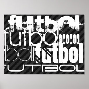 Póster Futebol; Preto & obscuridade - listras cinzentas