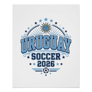 Póster Futebol Uruguaio 2026 Futebol Negrito Tipografia P