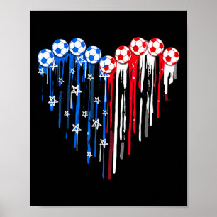 Poster Futebol Vintage 4 De Julho Homens EUA Bandeira Ame