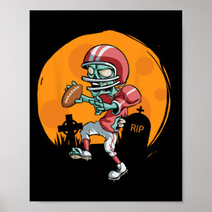 Poster Futebol Zombie Jogador de Futebol do Dia das Bruxa