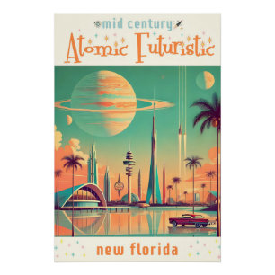 Póster Futurista Atômico Nova Flórida