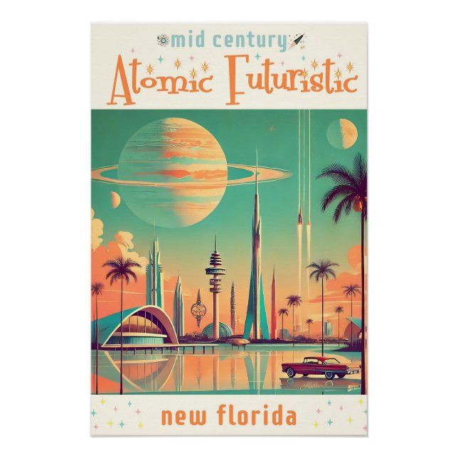 Póster Futurista Atômico Nova Flórida (Frente)