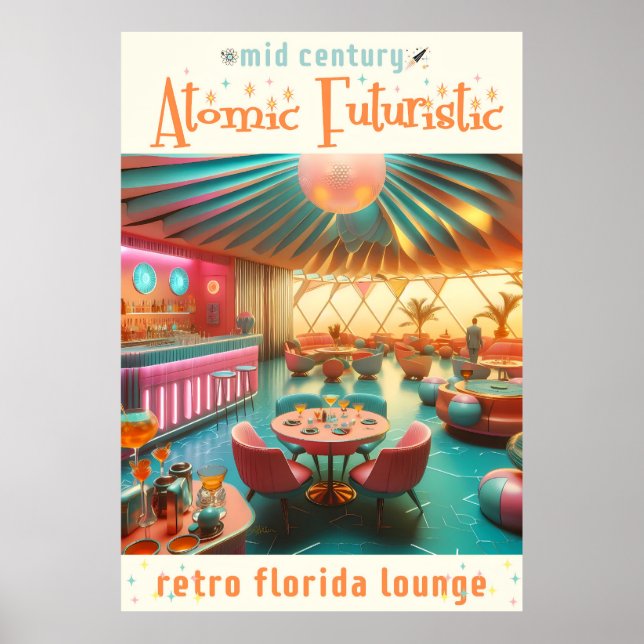 Poster Futurista Retro Atômico Lounge da Flórida (Frente)