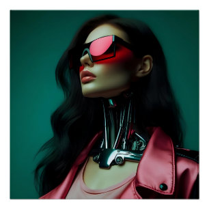 Póster futuristic cybernetic woman