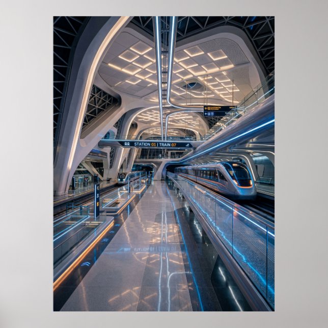 Poster Futuristic High-Speed Train Station (Frente)