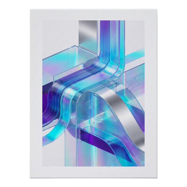 Póster Futuristic Holographic Abstract Wall Art (Frente)