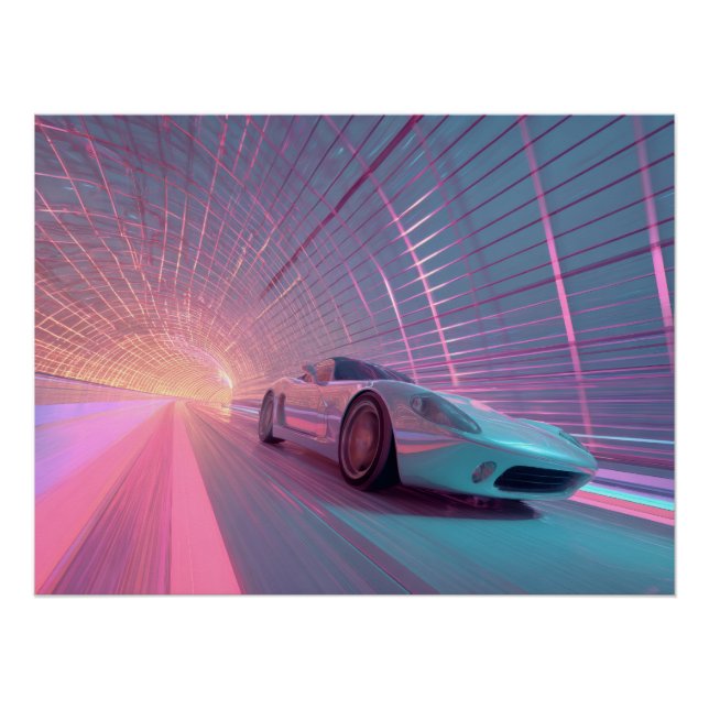 Póster Futuristic Neon Speed Tunnel Art (Frente)