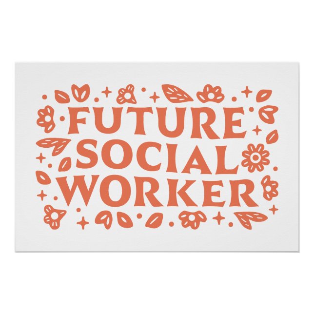 Póster Futuro assistente social retro estética floral (Frente)
