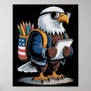 Poster Futuro Líder Orgulhoso Águia Bandeira EUA Crianças