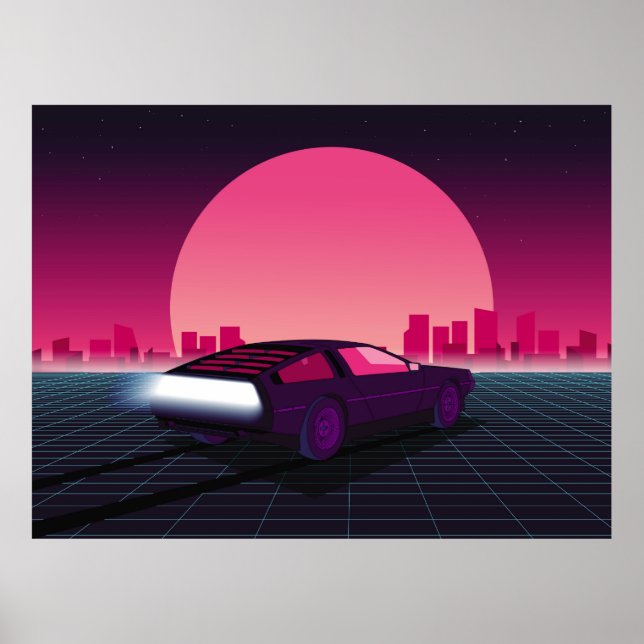 Poster Futuro retrô. fundo de ficção científica estilo 80 (Frente)