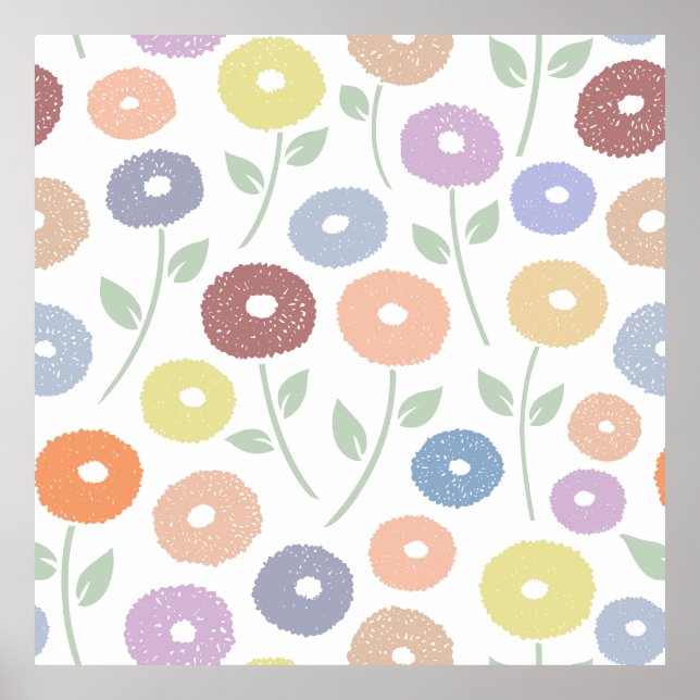 Poster Fuzzy Flower Lg Pattern Pastels (Frente)