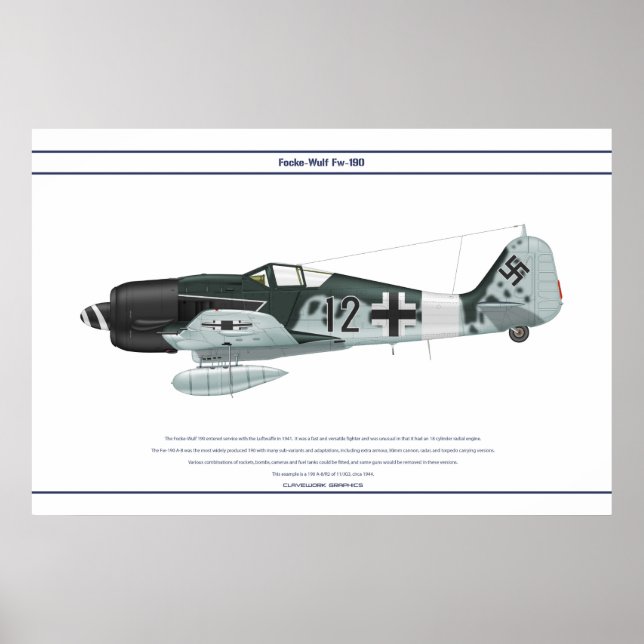 Póster Fw-190 A-8 JG3 1 (Frente)