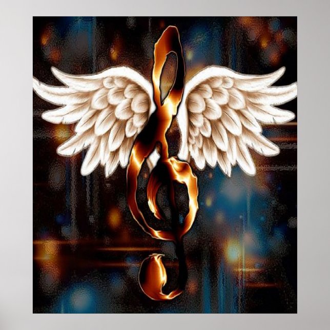 Póster G Clef com Asas (Frente)