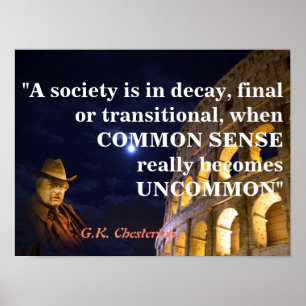 Poster G.K. Citação De Chesterton Em Uma Sociedade Em D