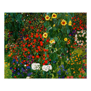 Póster G. Klimt - Jardim da Fazenda com Girassóis