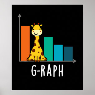 Poster G-raph Funny Giraffe Graph Pun Dark BG