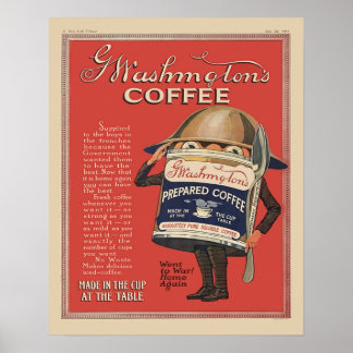 Póster G Washington Instantâneo Café WW1 Vintage Patrióti
