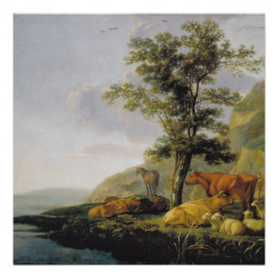 Póster Gado perto de um Rio  Aelbert Cuyp  Cartaz